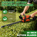Cordless hedge trimmer: hedge trimmer blade in use.