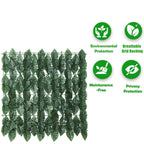 Artificial ivy privacy screen: green leaf texture close-up.