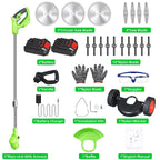 Cordless trimmer and edger: trimmer kit contents layout.