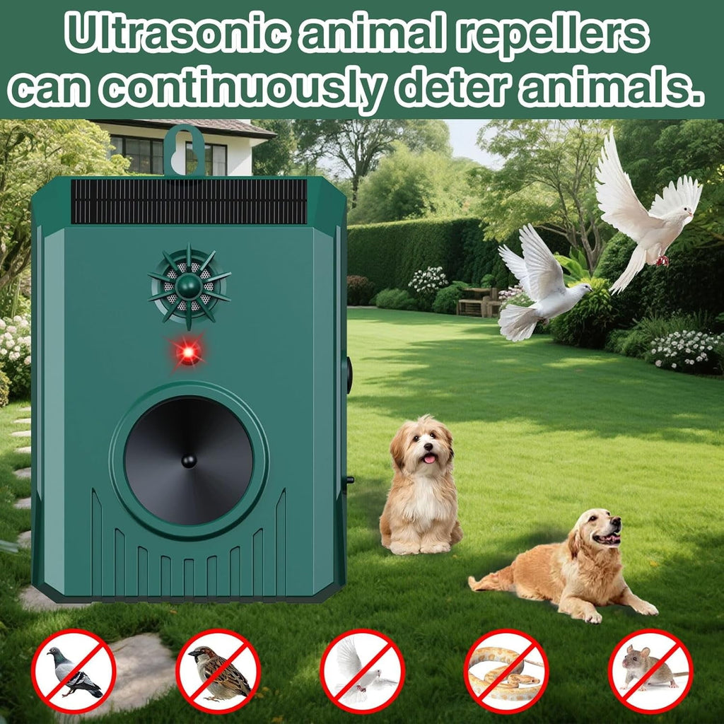 Solar bird repeller: outdoor deterrence illustration.