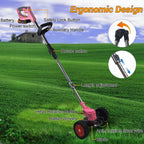 Pink cordless trimmer: labeled handle shaft and safety controls.