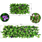 Expandable ivy privacy trellis: expanded trellis size configurations.