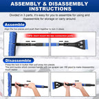 Extendable snow brush ice scraper: brush assembly and separation sequence.