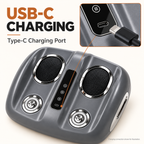 Electric foot massager with heat: USB-C charging port close-up.