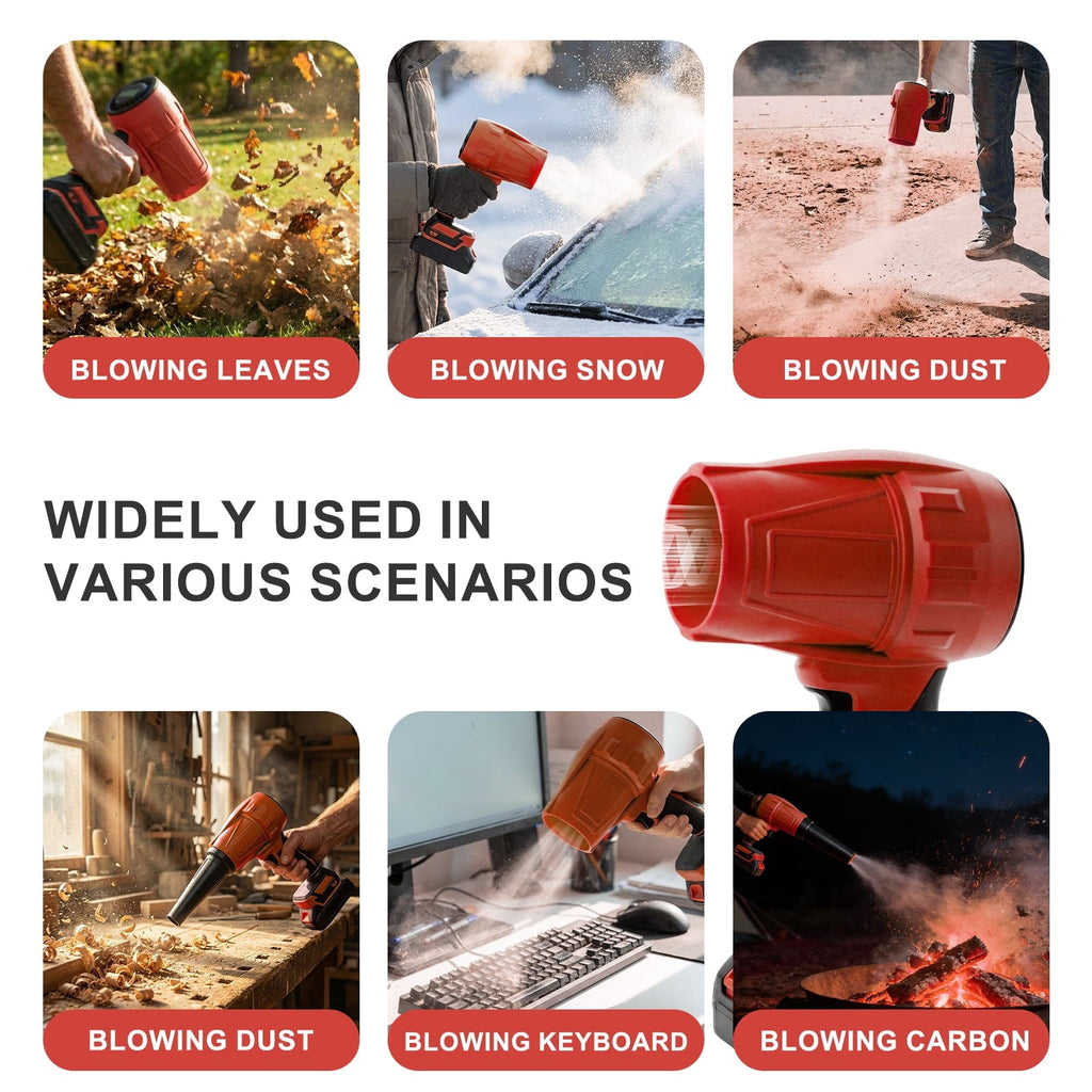 24v cordless leaf blower: blower use examples.