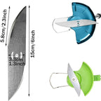 Curved metal trimmer blades: blade dimensions and mounted examples.