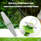 Metal string trimmer blades: replacement blade installation example.