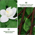 Expandable ivy privacy fence: white flower and leaf close-up.
