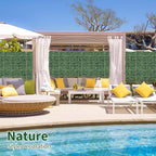 Artificial ivy privacy screen: ivy screen beside pool seating.