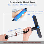 Extendable snow brush ice scraper: extendable metal handle and foam grip.