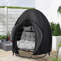 Double egg chair cover: black cover over double egg chair.