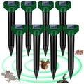 Solar mole deterrent stakes: eight square-top solar deterrent stakes.