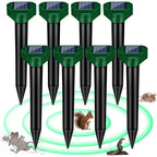 Solar mole deterrent stakes: eight square-top solar deterrent stakes.