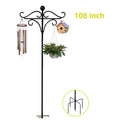 108 inch shepherds hook: ornate garden hanger with five-prong base.