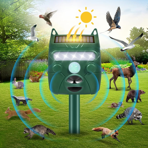 Motion-Activated Solar Animal Repeller with LEDs
