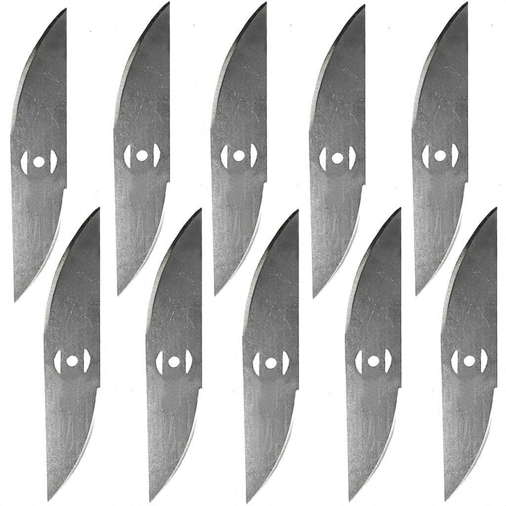 Curved metal trimmer blades: ten curved metal trimmer blades.