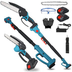 Cordless pole saw: teal pole saw mini saw batteries and accessories.