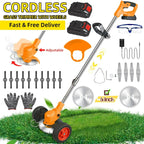 Orange cordless brush cutter: orange brush cutter batteries and attachments.