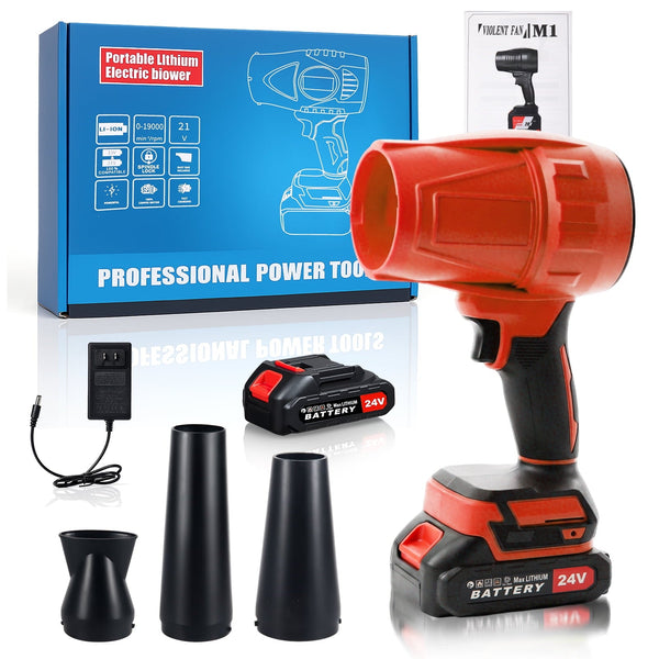 24V Cordless Leaf Blower with Extended Nozzle Kit, Red