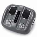 Electric foot massager with heat: gray massager with mesh pads and heel discs.
