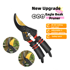 Garden pruning shears: black pruning shears with gold-colored blade.