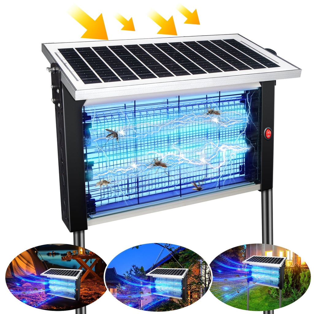 Solar bug zapper with stand: rectangular solar bug zapper with bracket.