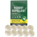 Rodent repellent balls: rodent repellent balls and green pouch.