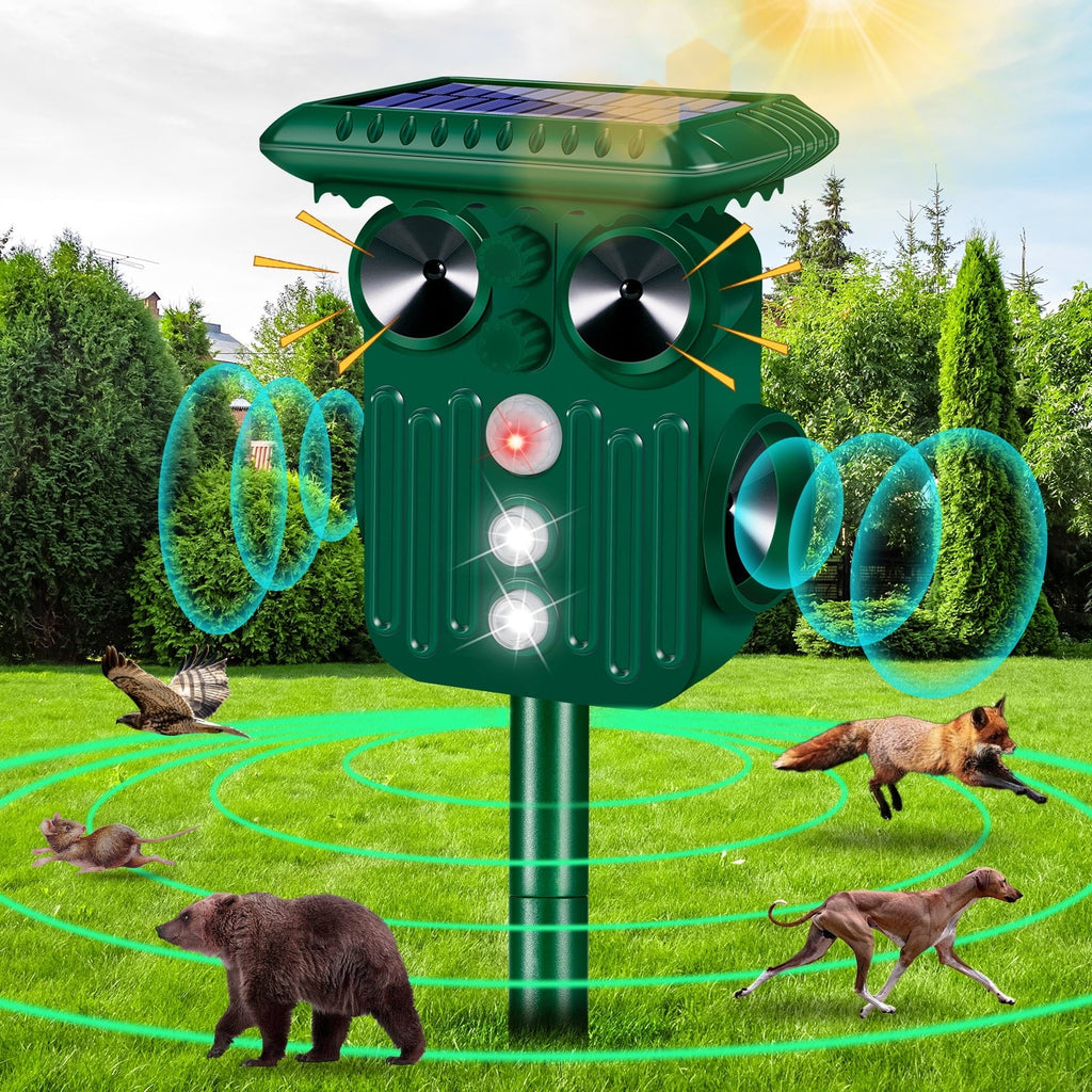 Multi direction solar animal repeller: green multi-direction solar repeller.