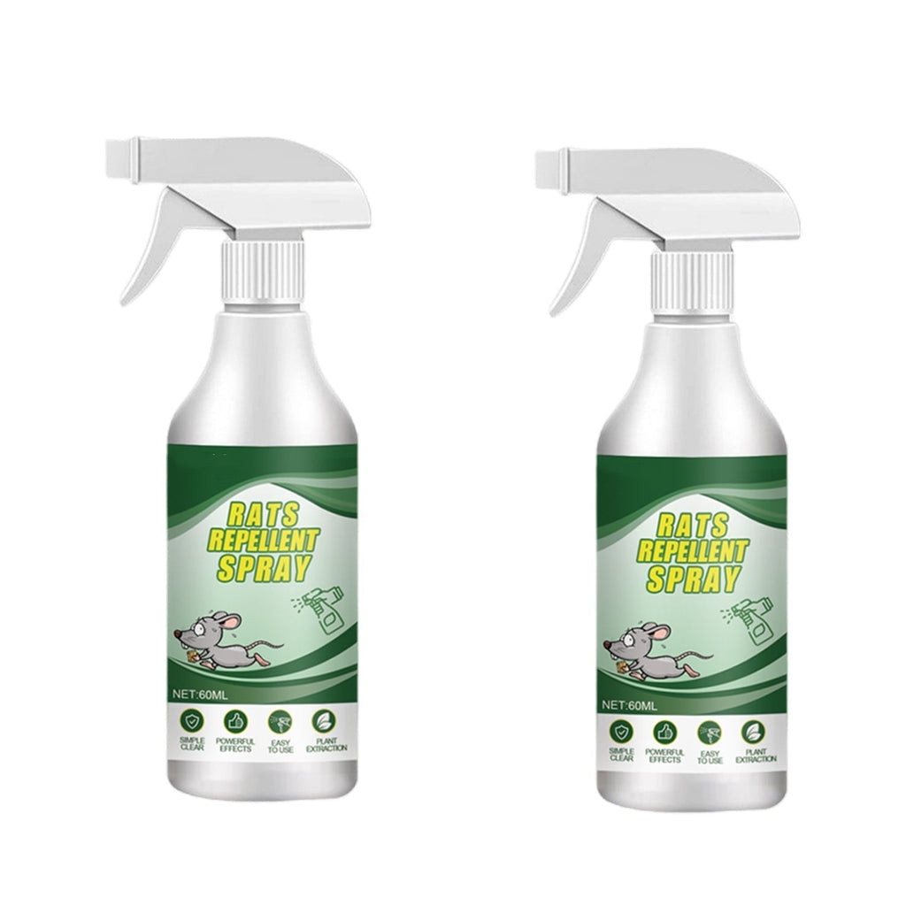 Peppermint rodent repellent spray: two trigger-spray repellent bottles.