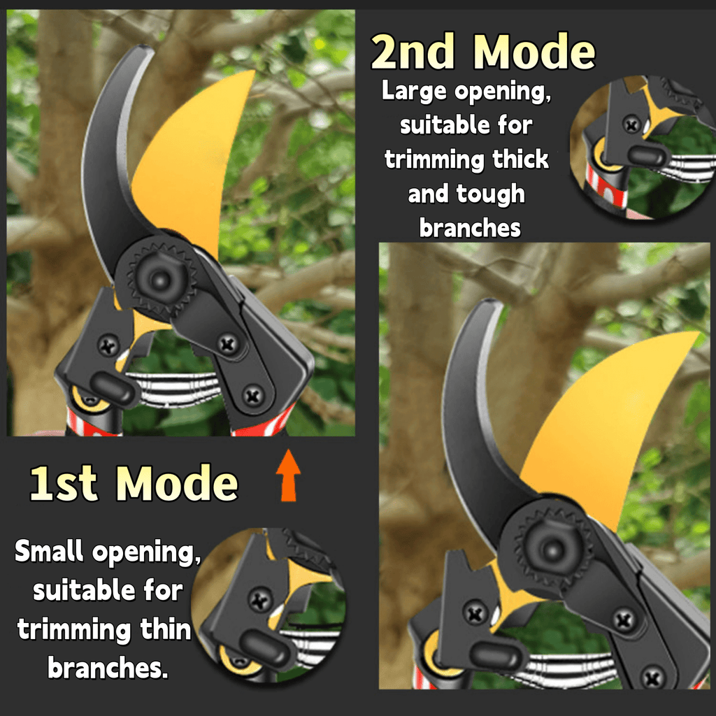 Garden pruning shears: two opening positions.