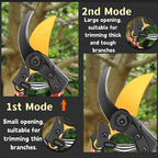 Garden pruning shears: two opening positions.