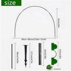 Fiberglass garden hoops: rod connector and hoop dimensions.