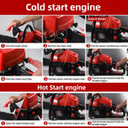 62cc gas chainsaw: cold and warm starting instructions.