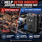Under hood rodent repeller: repeller mounted in engine bay.