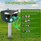 Jinyi solar animal repeller: six frequency settings.