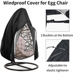 Hanging egg chair cover: bottom buckles and drawstring fastening.