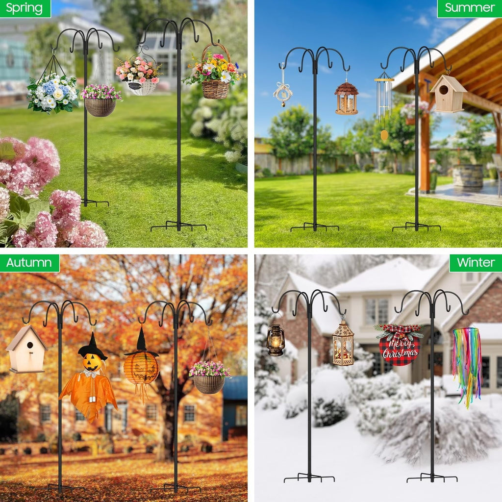 Garden shepherds hook: garden hanger in seasonal settings.