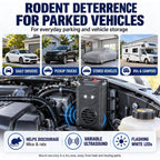 Under hood rodent repeller: repeller placement in parked vehicles.