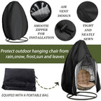 Hanging egg chair cover: vent zipper fabric and storage bag.