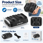 Shiatsu foot massager with heat: dimensions handle and package contents.
