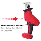 Cordless reciprocating saw: variable-speed control illustration.