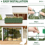 Artificial ivy privacy screen: panel connection and tie installation.