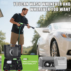 Portable cordless pressure washer: washer drawing water from portable container.