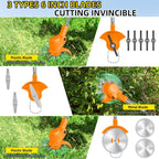 Trimmer replacement blade kit: three blade types mounted on trimmer.