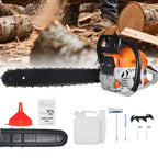 58cc gas chainsaw: chainsaw with accessories.