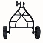 String trimmer support wheels: front view of support wheel frame.