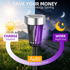 Solar bug zapper lights: solar charging and nighttime operation diagram.
