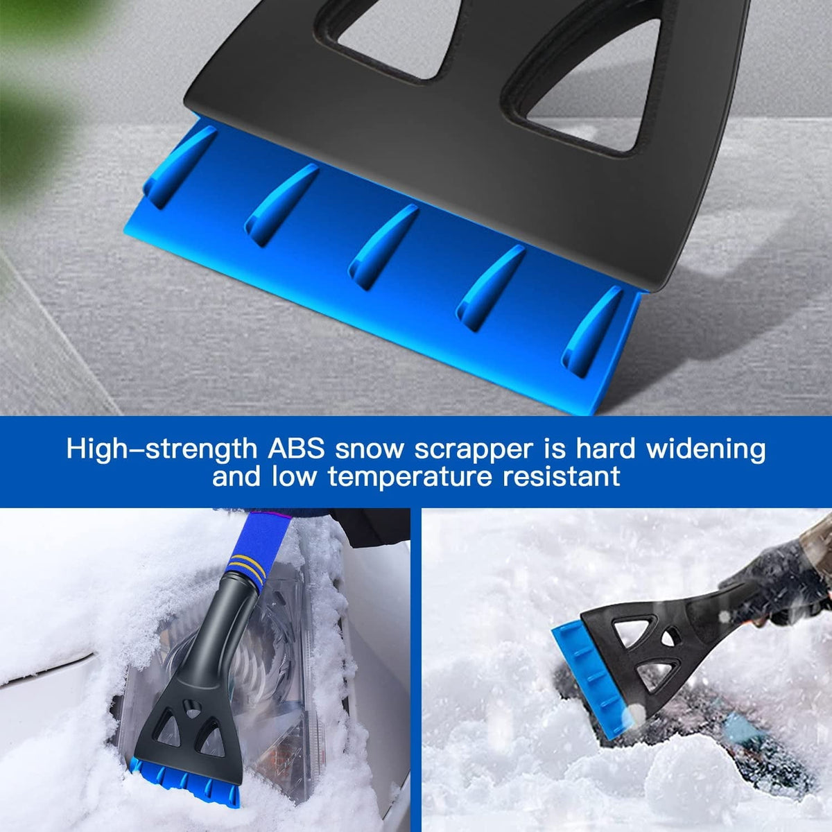 Extendable snow brush ice scraper: scraper edge close-ups.