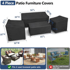 Patio furniture cover set: chair loveseat and table cover dimensions.