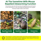 Solar mole deterrent stakes: stakes and ground-pest illustration.